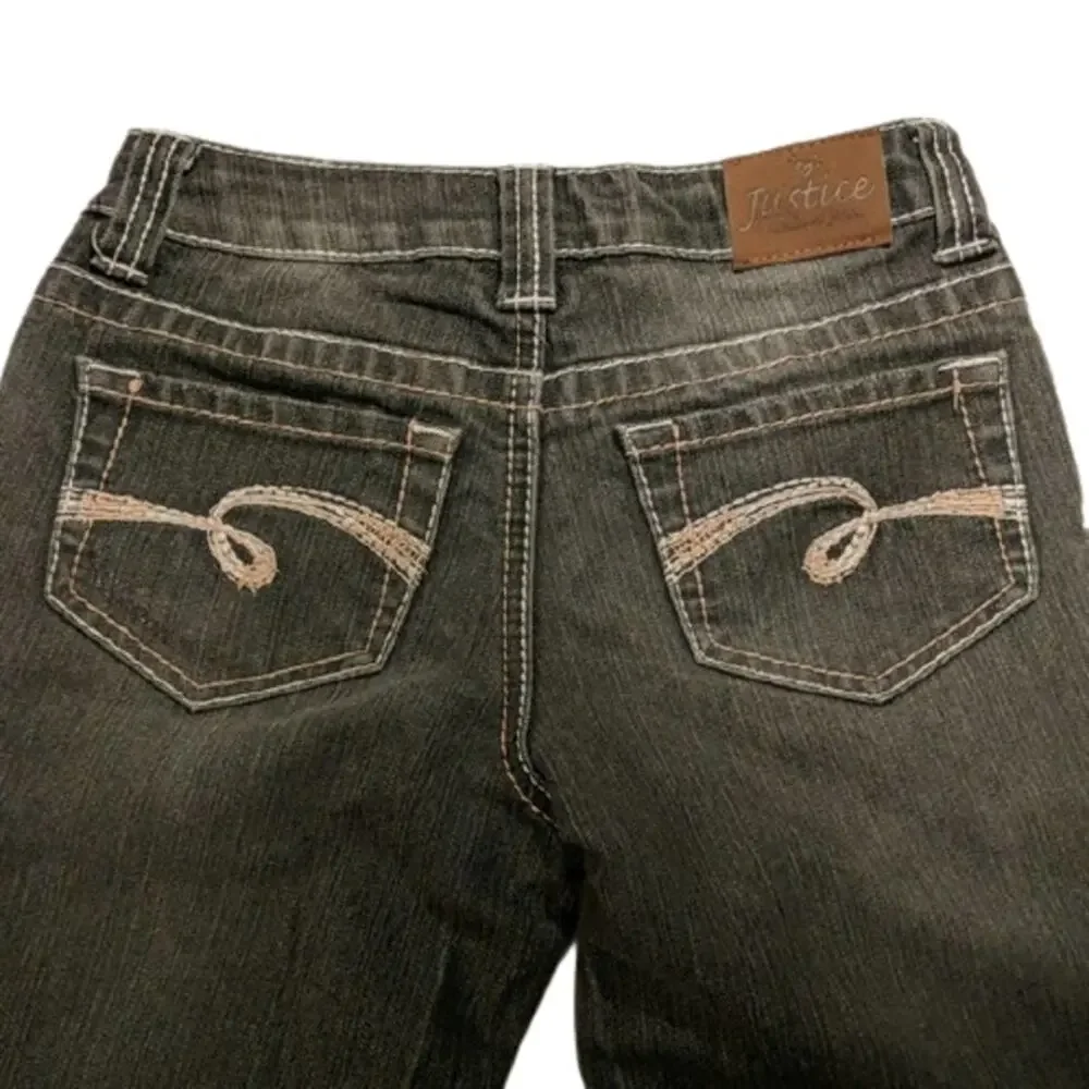 JUSTICE Black Gray Distressed Jeans 12 Slim